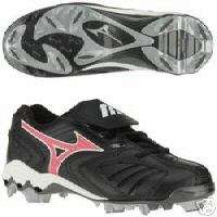 New Mizuno Finch 9 Spike Cleats Blk/Pink Youth size 1  