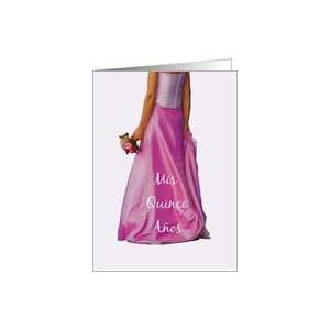  Mis Quince Anos   quinceanera invitation   pink dress Card 