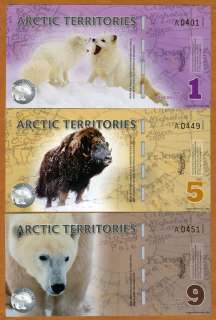 SET, Arctic Territories, $1;5;9, 2012, Polymer, UNC  