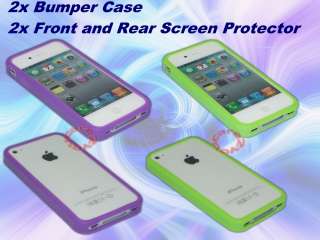 Purple & Green Bumper Case Cover, Screen for iPhone 4  