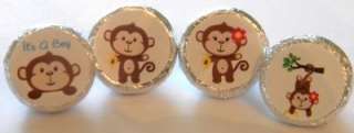 108 Personalized Baby Shower Birthday Monkey Hershey Kiss Stickers 