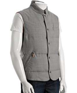 Brunello Cucinelli grey quilted wool down filled vest   up to 