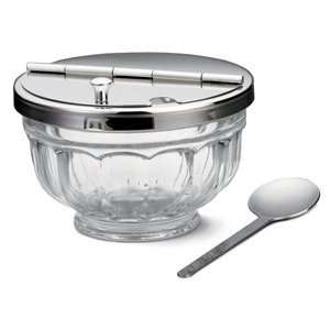   12 oz Glass Condiment Jar with Hinged Lid & Spoon