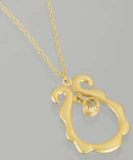 Kevia gold citrine drop Rococo pendant necklace   