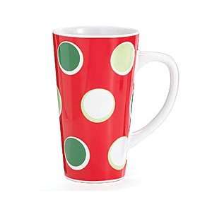   Polka DOT Tall Christmas Mug 16 Oz Red, Green & White Kitchen