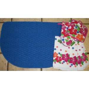  18 x 27 Slice Blue Berber Rug with Matching Dish Towels 
