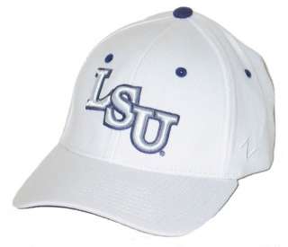 LSU LOUISIANA STATE ST TIGERS WHITE CHOCOLATE FLEX FIT FITTED HAT/CAP 