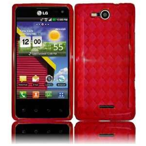 LG Lucid Design TPU Rubber Skin Case Cover 2 ITEM Combo   RED Diamond 