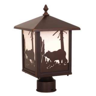 NEW Outdoor Bear Post Lamp Rustic Bronze Lighting  