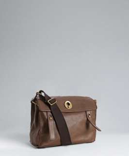 Yves Saint Laurent brown calfskin Muse Two flap messenger bag
