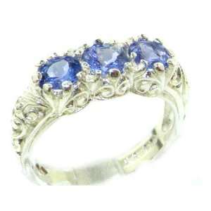  Luxury Solid Sterling Silver Natural Tanzanite Art Nouveau 