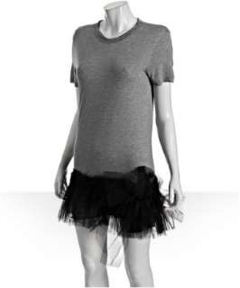 Red Valentino graphite jersey tulle skirt t shirt dress   up 