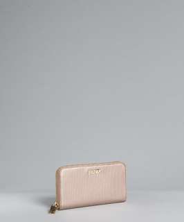 Fendi rose gold coated canvas zip continental wallet