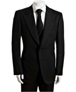 Tom Ford black wool mohair 2 button tuxedo with flat front pants 