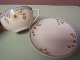 Noritake Handpainted Teacup and Saucer white/blue Japan  