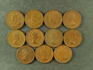 1921,1929,1953 4,1958,1962 3 Canada1 cent+1941 Newfoundland 1 Cent 