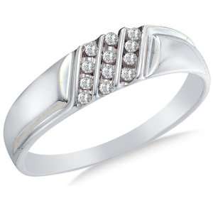 Size 9   10k White Gold Diamond MENS Wedding Band OR Fashion Ring   w 