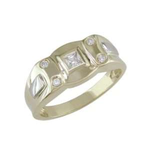  Hoi   size 7.25 14K Gold Mens Princess Cut Diamond Ring Jewelry