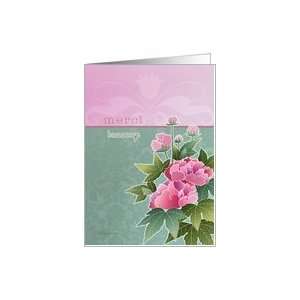 merci beaucoup , thank you very much in French, peonies Card