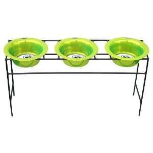   Stand with 16oz Stainless Steel Dog Bowls in Corona Lime