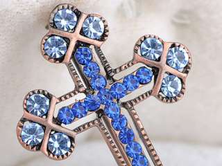   Crystal Cross Scared Religious Vintage Inspired Broach Pin Necklace