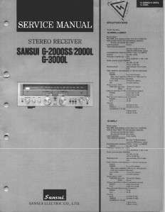 Sansui G 2000 G 3000 Reciever Service Manual in PDF  