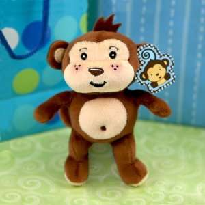   Monkey Boy Rattle Mocha eey   4.5 Tall   Birthday Party Gift Baby