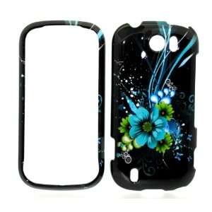 Blue Green Moon Flower Snap on Protective Cover Case for HTC mytouch 