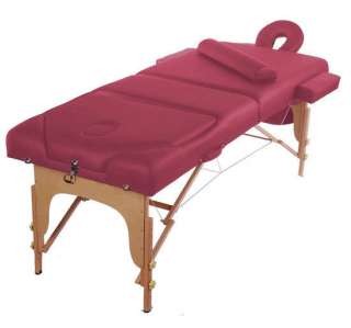 Rose 3 fold 77L 39W 4 Pad Portable PU Massage Table Bed Spa  