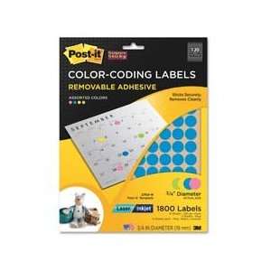  Div. Products   Coding Labels, 3/4 Diameter, 1800/PK, Assorted Neon 