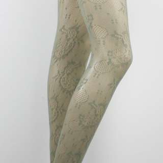 MINT GREEN FLORAL TIGHTS PANTYHOSE (PT8000)  