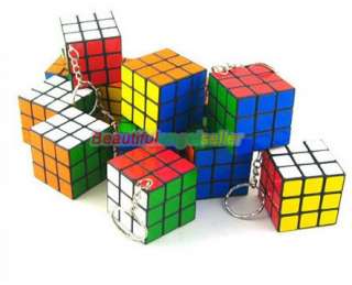Cute Mini Rubik Cube 3x3x3 Magic Puzzle Key Chain Ring  