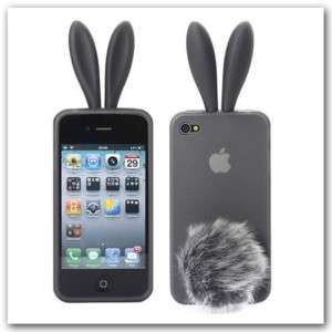 Bunny Rabbit Rubber Skin Case For iPhone 4 Grey  