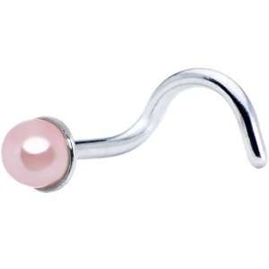 Sterling Silver 2mm Pink Pearl Nose Ring Jewelry