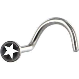   Surgical Steel Black and White STAR Logo Nose Ring Jewelry