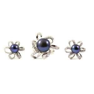    Sterling Silver and Black Pearl Octopus Jewelry Set Jewelry