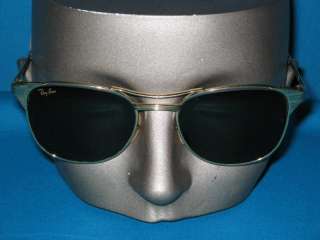 Vintage B & L RAY BAN SIGNET Gold/Green G 15 Sunglasses w/Case  