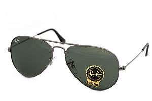 Ray Ban RB3025 W3275 Aviator Large Metal Silver Frame, Green Lens 