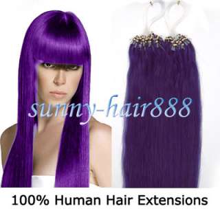   ring loops tipped Real human hair extensions 100s#Lila 50g new  
