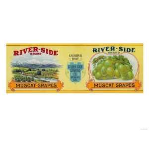 Riverside Grape Label   Ontario, CA Giclee Poster Print, 12x9  