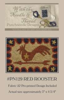 Country Stitches Red Rooster punchneedle pattern  