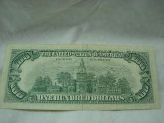 1966 One Hundred Dollar Bill,Red Seal United States Note $100  
