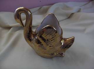 Vintage 22K Bright Gold China JOE SWETYE,Salem,Ohio Swan Vase 