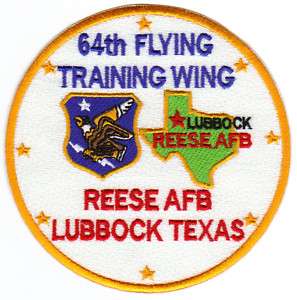 USAF PATCH, 64TH FLYING TRAINING WG, REESE AFB TX Y  