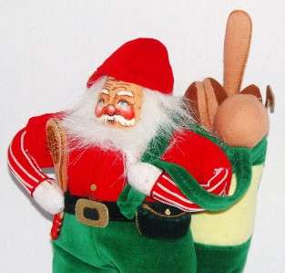 Painted Felt Sports Santa Doll Figure  