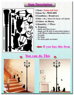 Removable Wall Stickers Decal MURAL WDS9 Lamp and Cat  