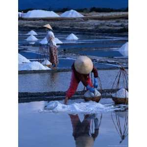 Salt Field Workers on Salt Pans, South Central Coast, Vietnam Lonely 