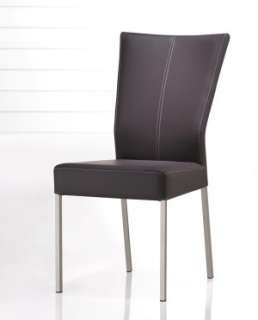 Modern Contemporary Stitched Leather Dining Chairs (Set of 2)