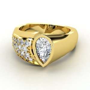    Radiant Ribbon Band, Pear Diamond 14K Yellow Gold Ring Jewelry