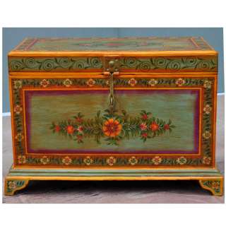 Victorian Hand Painted Mango Wood Coffee Table Storage Box Chest Free 